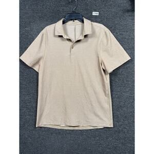Lululemon Pique Short Sleeve Polo Shirt Mens Size Large Light Tan Athleisure